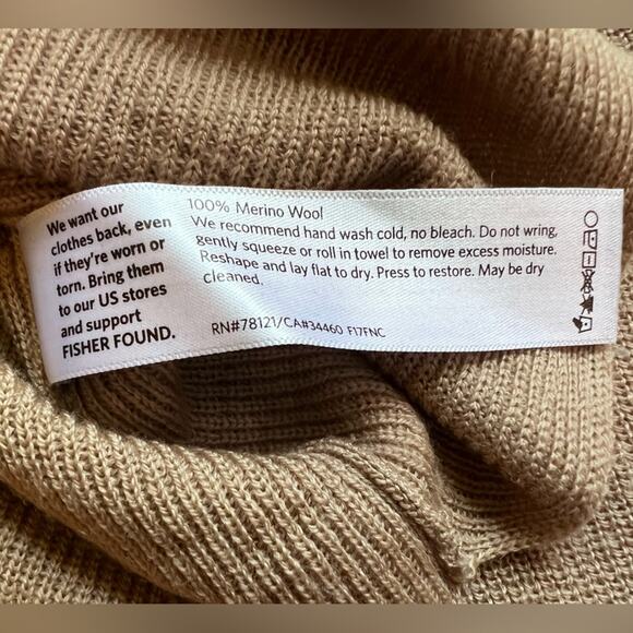 Eileen Fisher 100% Merino Wool Tan Lightweight Asymmetrical Sweater - Large - Picture 8 of 8